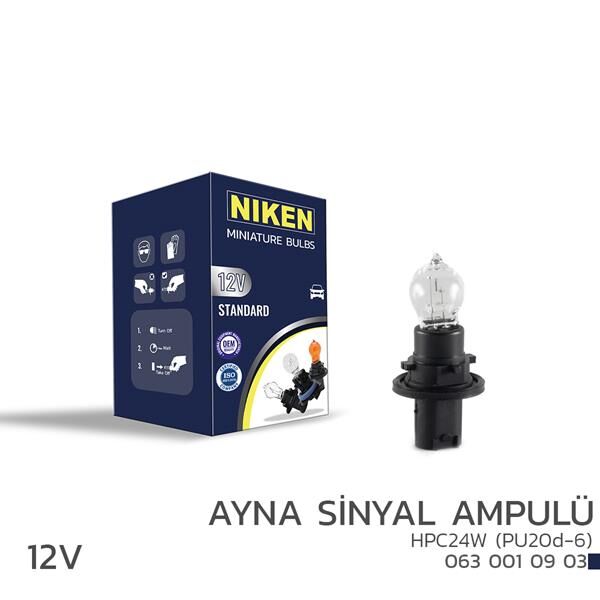 NIKEN 12V HPC24W AYNA SİNYAL AMPULÜ PU20d-6 10LU 10 Adet