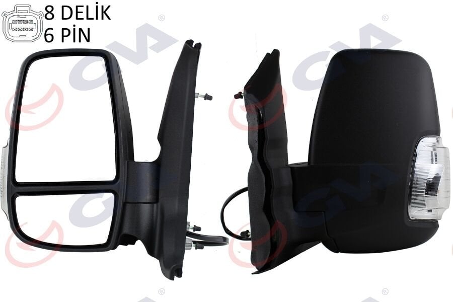 DIŞ DİKİZ AYNASI SOL TRANSIT 14> ELEKTRİKLİ ISITMALI BEYAZ SİNYALLİ DESENLİ KONVEKS 6 FİŞ VM-6329EHL