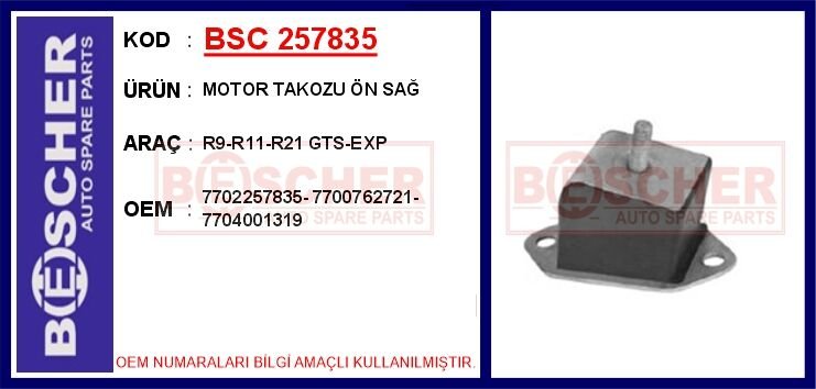 MOTOR TAKOZU ÖN SAĞ R9-R11-R21 GTS-EXP 2 Adet