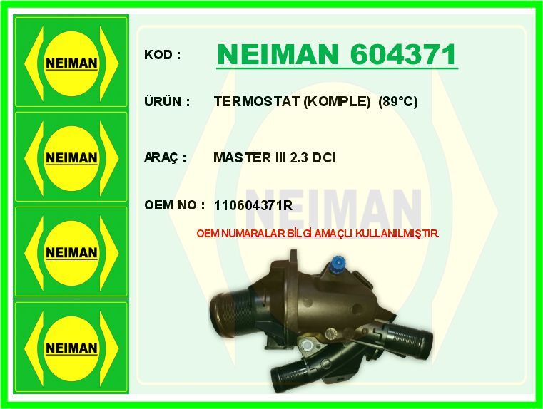 TERMOSTAT 89 C RENAULT MASTER III 10> 2.3dCi NISSAN NAVARA YS23 15> 2.3L