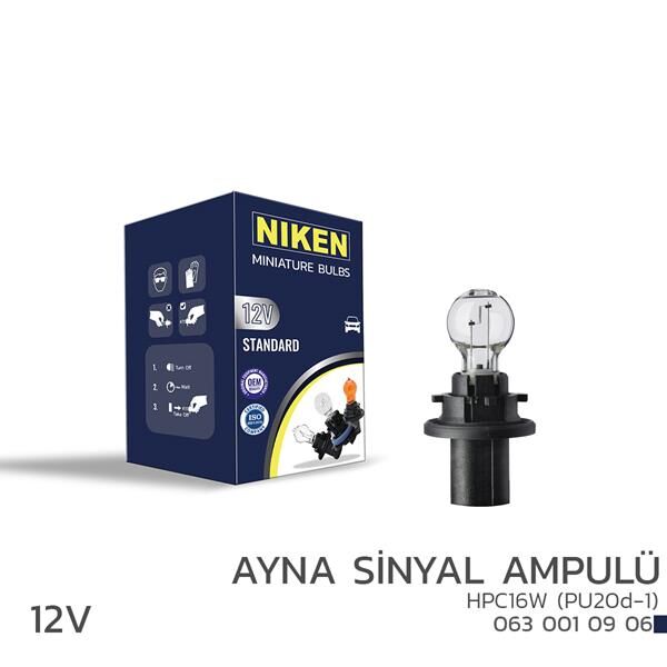 NIKEN 12V HPC16W AYNA SİNYAL AMPULÜ PU20d-1 10LU 10 Adet