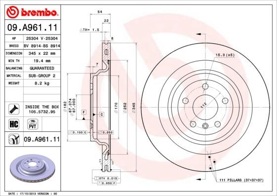 FREN DISKI ARKA 4-matic MERCEDES W166 X166 C292 2 Adet