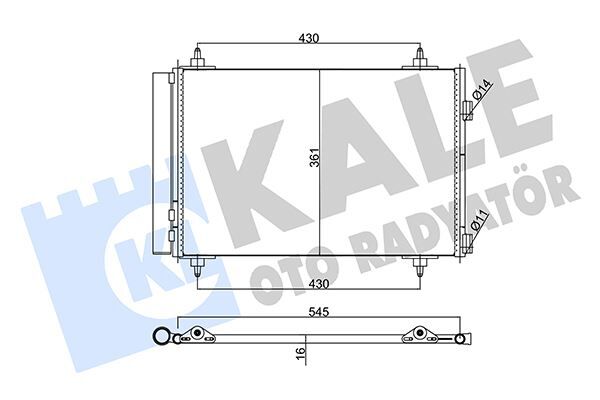 KLİMA KONDENSERİ BERLINGO-PARTNER 08>C4 04>307 00>1.4 16V1.6 16V-2.0 16V AL/AL 570x359x16