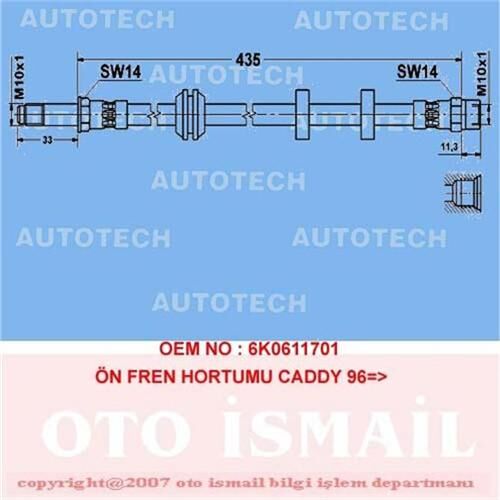 ÖN FREN HORTUMU CADDY 96 > 5 Adet