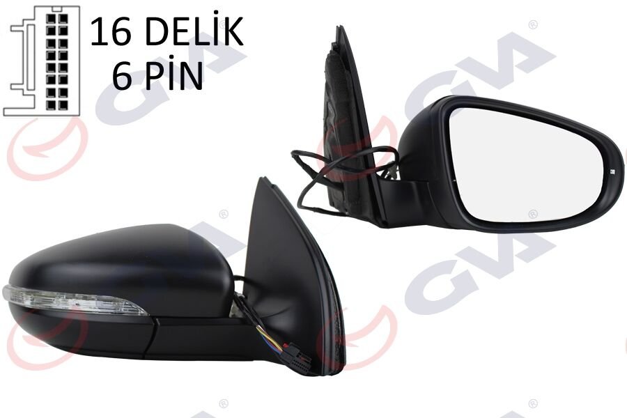 DIŞ DİKİZ AYNASI SAĞ GOLF 09> ELEKTRİKLİ ISITMALI SİNYALLİ KONVEKS 6 FİŞ VM- 6197EHPR