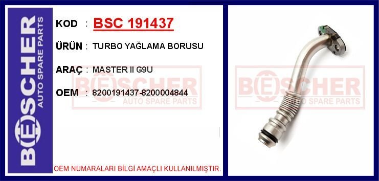 TURBO YAĞLAMA BORUSU MASTER II G9U