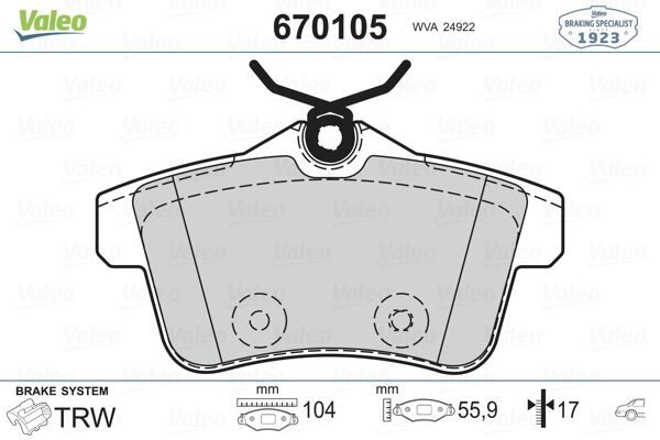 ARKA FREN BALATASI PEUGEOT P3008 09>16 P5008 09>17 P508 10>18 P308 GTI-RZC 10>14 CITROEN C4 09>16 DS4-DS5 11>15