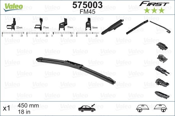 SİLECEK SÜPÜRGESİ 45cm X1 MUZ TİPİ FİRST 4 APARATLI/Multiconnection ÜNİVERSAL VFB45