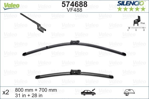 ÖN SİLECEK SÜPÜRGE TAKIMI 800-700mm OPEL ZAFIRA C 11>19 PEUGEOT P3008-P5008 09> CITROEN C4 SPACETO URER 18> Silencio X-TRM Flat Blade VM484 X2