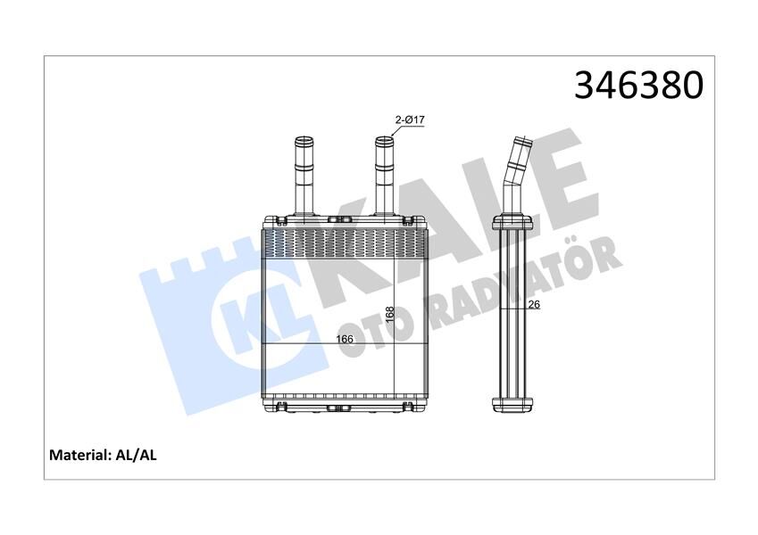 KALORİFER RADYATÖRÜ HYUNDAI ACCENT 1.3L 4G13 95-00 / 1.5L G4EK 95-00 / ADMIRE 1.3L G4EA 01-05 / GETZ 1.3L G4EA 03-05 / 1.5L D3EA CRDi 02-05 - ALEMİNYUM