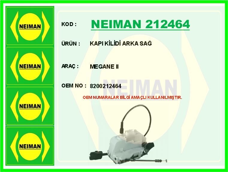 KAPI KİLİDİ ARKA SAĞ MEGANE II