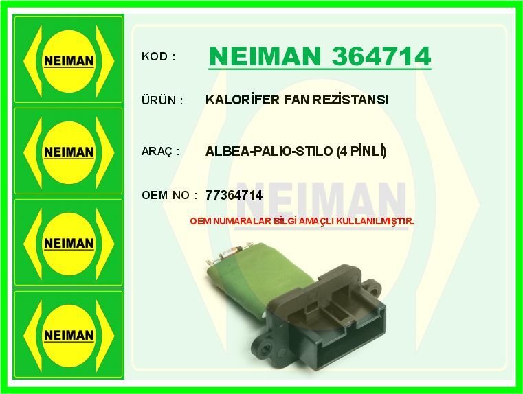 KALORİFER FAN REZİSTANSI ALBEA-PALIO-STILO 4 PİNLİ