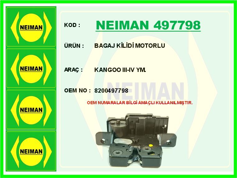 BAGAJ KİLİDİ MOTORLU KANGOO III-IV YM.