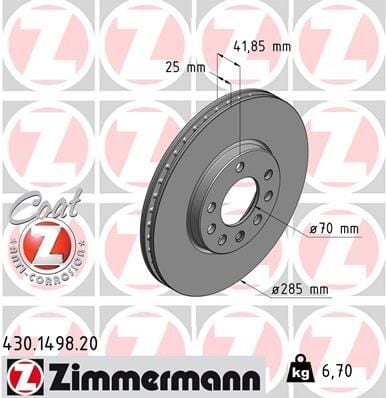 ÖN FREN AYNASI VECTRA C 02> SIGNUM 03> SAAB 9.3 02> CROMA 05> 285x25x5DLxHAVALI 46844071-51819733 2 Adet