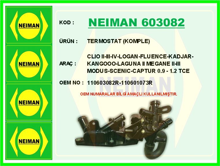 TERMOSTAT 89 C RENAULT CLIO IV 12> CAPTUR 13> DACIA DUSTER 12>18 DOKKER 12> 0.9TCe 1.2TCe
