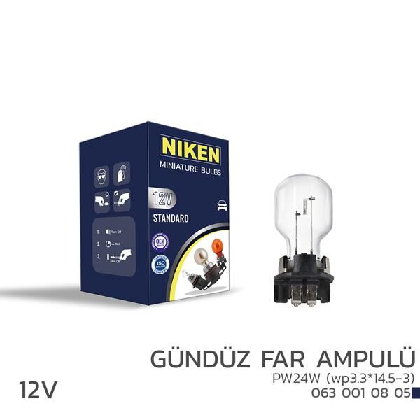 NIKEN 12V PW24W GÜNDÜZ FAR AMP wp3.3x14.5-3 10LU 10 Adet
