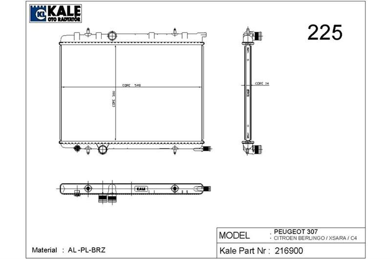 RADYATÖR P307 1.4 ie-XSARA-BERLINGO 1.6 ie 16V 1 SIRA ALB SİSTEM