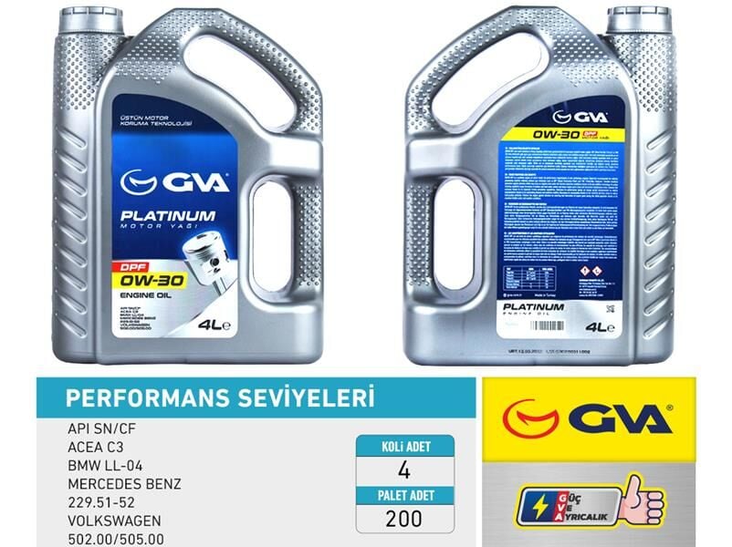 MOTOR YAĞI 0W30 4 LT DPF TAM SENTETİK API SN/ CF PARTİKÜLLÜ 4 Adet