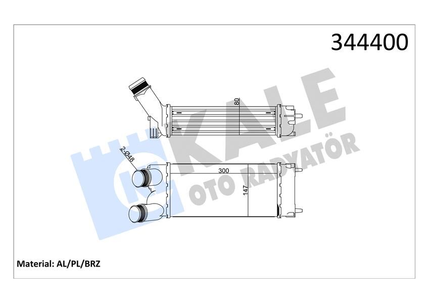 TURBO RADYATÖRÜ INTERCOOLER PARTNER 08>BERLINGO 08> 1.6 HDI AL/PL/BRZ 300x147x76