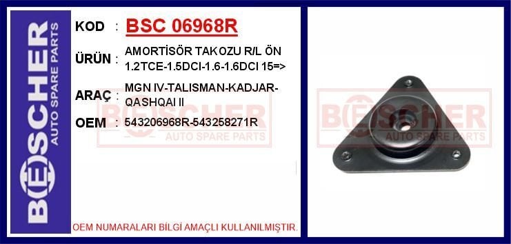 AMORTİSÖR ÜST TAKOZU SAĞ-SOL RENAULT MEGANE IV 15> KADJAR 15> NISSAN QASHQAI II J11 13> 1.2 TCe 1 .5dCi 1.6 16V 1.6dCi 2 Adet