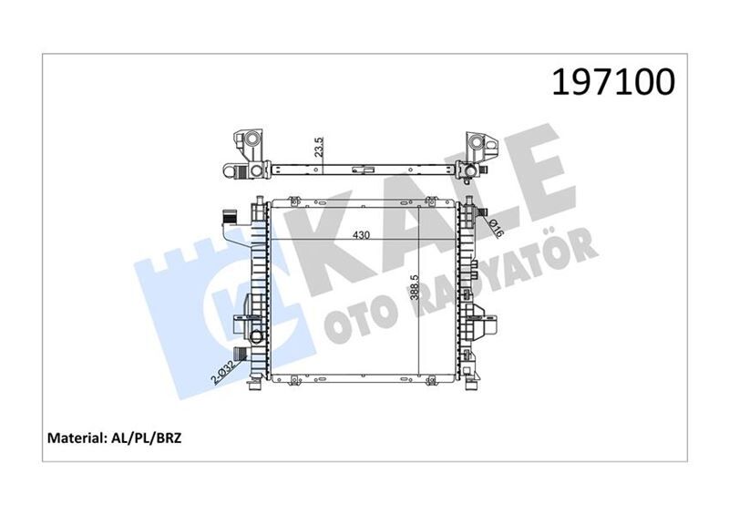 RADYATÖR TWNG 96> 1.2 ENJ 16V AC MEK OTOM 430x395x24 1 SIRA ALB SİSTEM