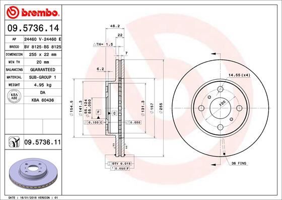 ÖN FREN DİSKİ HAVA KANALLI TOYOTA COROLLA 1.6L 4A-FE enjeksiyonlu AE101 AE111 92-00 255 çap x 4 bijon - Adet disk fiyatıdır 2 Adet