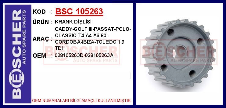 KRANK DİŞLİSİ CADDY-GOLF III-PASSAT-POLO-CLASSIC-T4-A4-A6-80-CORDOBA-IBIZA-TOLEDO 1.9 TDI