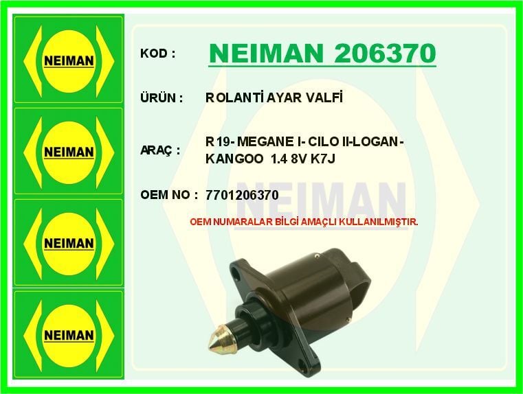 ROLANTİ AYAR VALFİ R19- MEGANE I- CILO II-LOGAN-KANGOO 1.4 8V K7J
