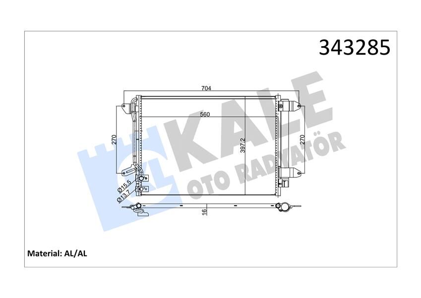 KLİMA KONDENSERİ JETTA 10 > 582x378x16 AL/BRZ