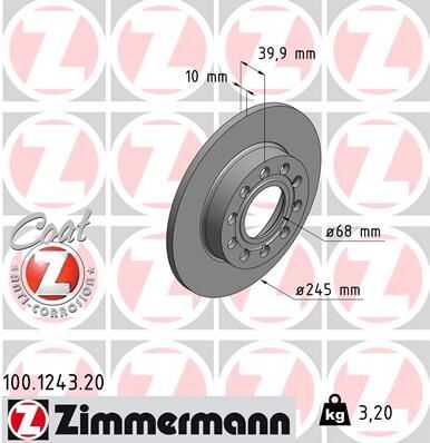 ARKA FREN AYNASI AUDI A4 8E2.B6 11/00> A4 Avant 8E5.B6 09/01>SEAT EXEO 09> 245x9.9x10DL 986478986-DF4186 2 Adet