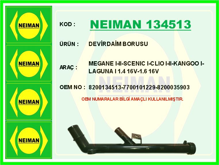 DEVİRDAİM BORUSU MEGANE I-II-SCENIC I-CLIO I-II-KANGOO I-LAGUNA I 1.4 16V-1.6 16V