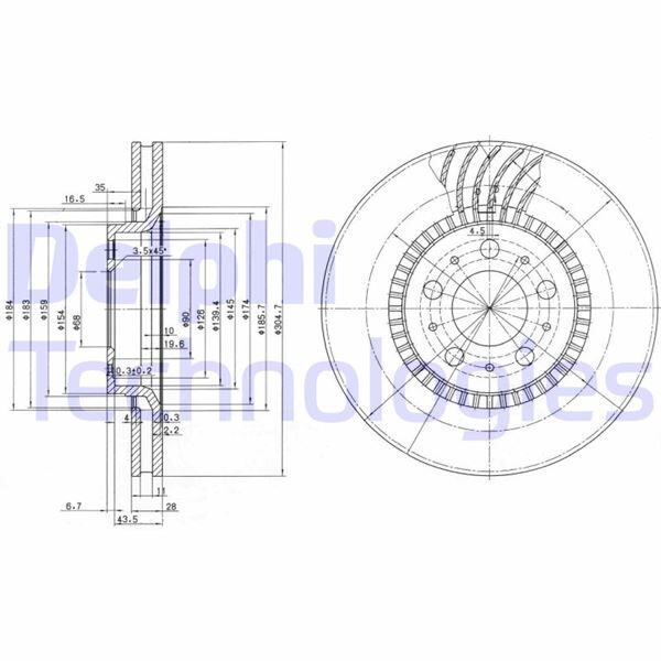 ÖN FREN AYNASI VOLVO S60 00-10 S80 98-06 V70 97-07 XC70 00-07 305x25x5DLx BÜYÜK TİP DELİKLİ -986478494-DF4053S