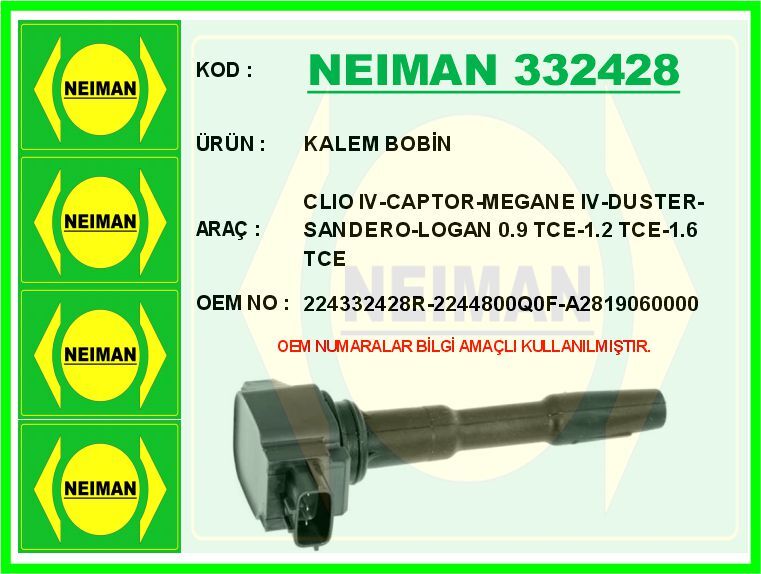 KALEM BOBİN CLIO IV-CAPTOR-MEGANE IV-DUSTER-SANDERO-LOGAN 0.9 TCE-1.2 TCE-1.6 TCE