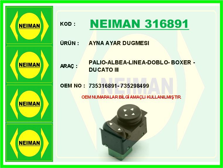 AYNA AYAR DUGMESI PALIO-ALBEA-LINEA-DOBLO- BOXER - DUCATO III