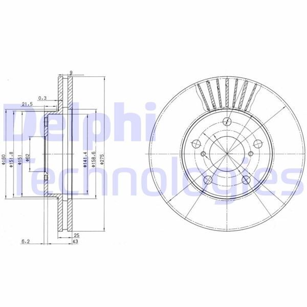 ÖN FREN AYNASI RAV4 II 1.8VVT-2.0 16V 00 > 2.0VVTI-2.4VVTI-2.0D-4D 01 > 275x25x5DLxHAVALI