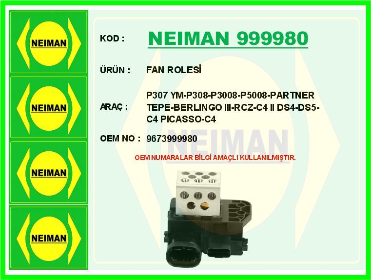 FAN ROLESİ P307 YM-P308-P3008-P5008-PARTNER TEPE-BERLINGO III-RCZ-C4 II DS4-DS5-C4 PICASSO-C4