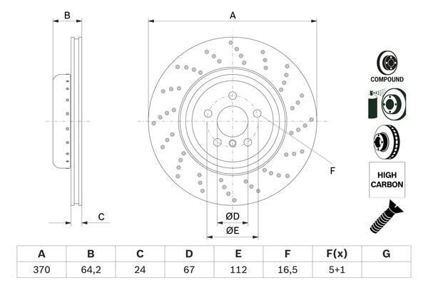 FREN DISKI HAVALI DELIKLI ARKA SAG BMW G30 G32 G11