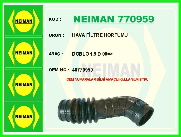 HAVA FİLTRE HORTUMU DOBLO 1.9 D 00 >
