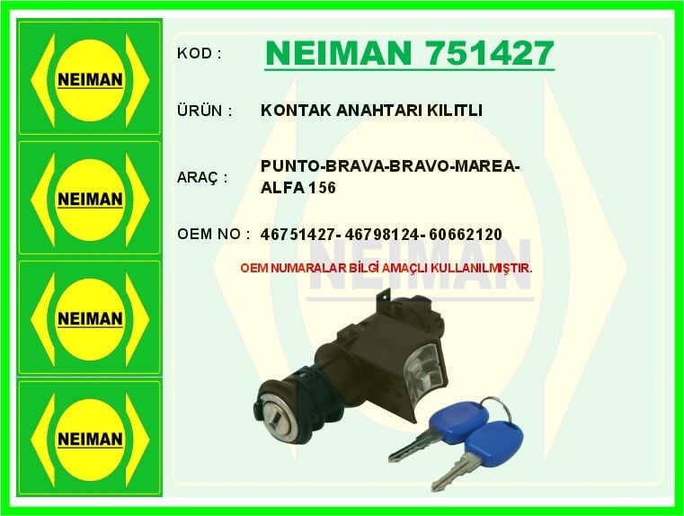 KONTAK ANAHTARI KILITLI PUNTO-BRAVA-BRAVO-MAREA-ALFA 156