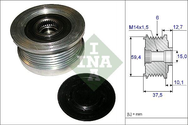 ALTERNATÖR KASNAĞI RULMANLI ACCENT-GETZ-MATRIX 1.5 CRDI 02 > 6 KANAL 535011010