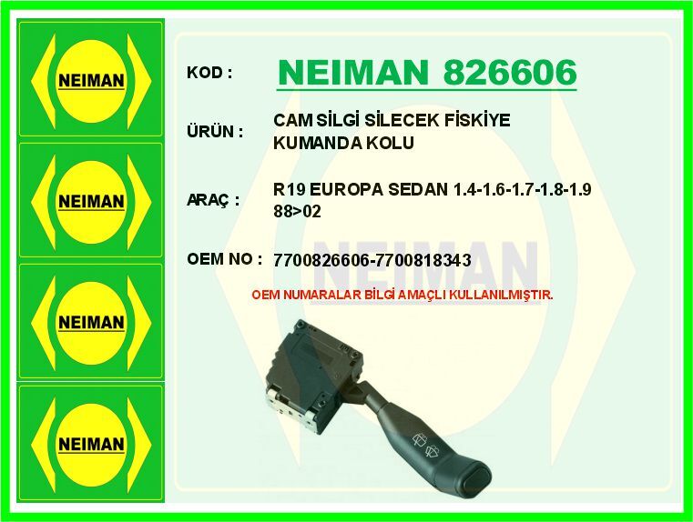 CAM SİLGİ SİLECEK FİSKİYE KUMANDA KOLU R19 EUROPA SEDAN 1.4-1.6-1.7-1.8-1.9 88>02