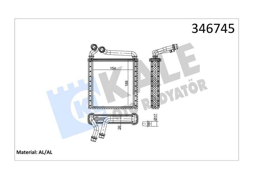 KALORİFER RADYATÖRÜ GOLF V-PLUS-OCTAVIA 1.4-1.6-1.9-2.0-PASSAT 1.6-1.9-2.0 153x180x27 Mk Ot AC /-