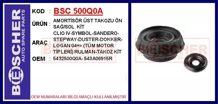 AMORTİSÖR ÜST TAKOZU ÖN SAĞ/SOL KİT CLIO IV-SYMBOL-SANDERO-STEPWAY-DUSTER-DOKKER-LOGAN 04 > TÜM MO