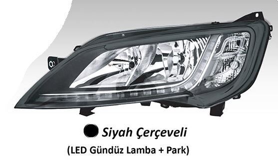 FAR MOTORLU SOL - SİYAH ÇERÇEVELİ LED BALLAST DAHİL DUCATO MAXI -P.BOXER - C.JUMPER 14 >