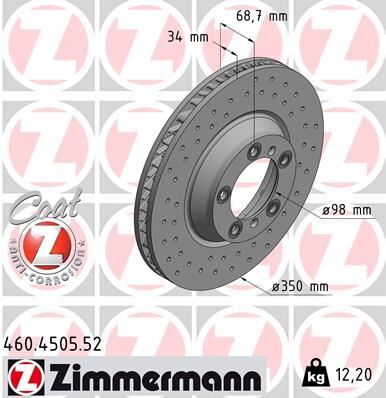 FREN DİSK DELİKLİ ON SAG PORSCHE CAYENNE 9YA 17> PANAMERA 971 16> 350 MM - 34 MM