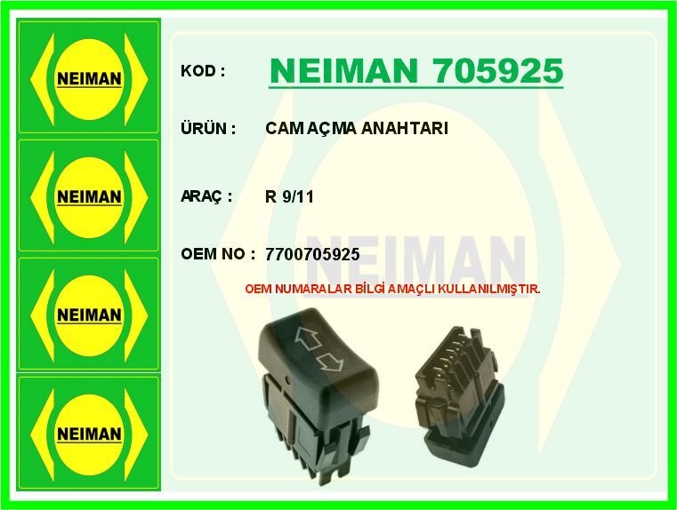 CAM AÇMA ANAHTARI RENAULT R9-R11 TEKLİ 5 PİN