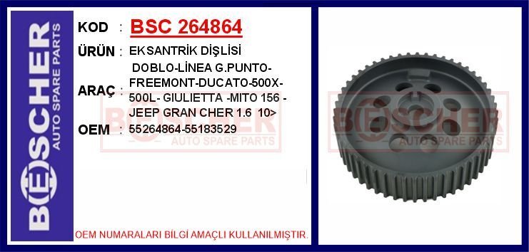 EKSANTRİK DİŞLİSİ ASTRA H-J ZAFIRA B-VECTRA C 1.9 DTH-DTJ INSIGNIA A-ASTRA J-ZAFIRA C 2.0 DTH-DTJ DOBLO-LINEA-FREEMONT-DUCATO-BOXER-JUMPER-500L ALFA ROMEO GIULIETTA MITO 156 2.0 HDI-MTJ