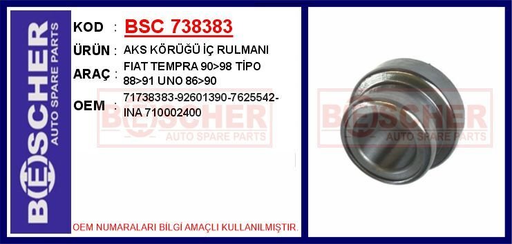 AKS KÖRÜĞÜ İÇ RULMANI FIAT TEMPRA 90>98 TİPO 88>91 UNO 86>90