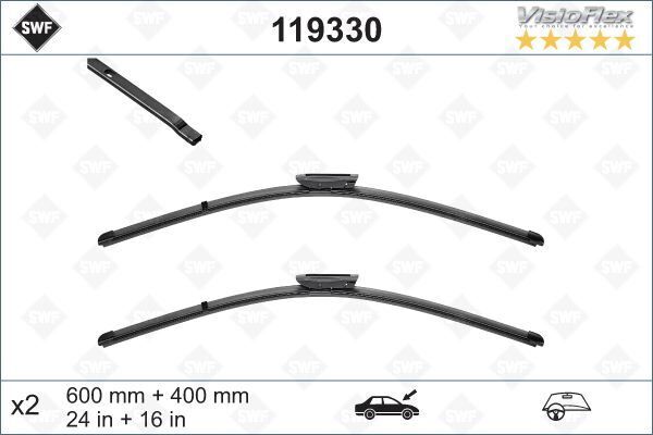 ÖN SİLECEK SÜPÜRGE TAKIMI PEUGEOT P301 CITROEN C ELYSEE 12> C3 PICASSO 10>17 DS3 10>15 RENAULT CLIO III 09 05>TALIA 00>FLUENCE 09> SWF 600 400 MUZ TIP