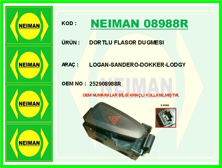 DORTLU FLASOR DUGMESI LOGAN-SANDERO-DOKKER-LODGY